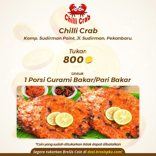 Chilli Crab 1 Voucher Gurami Bakar Atau Pari Bakar (monday-friday)